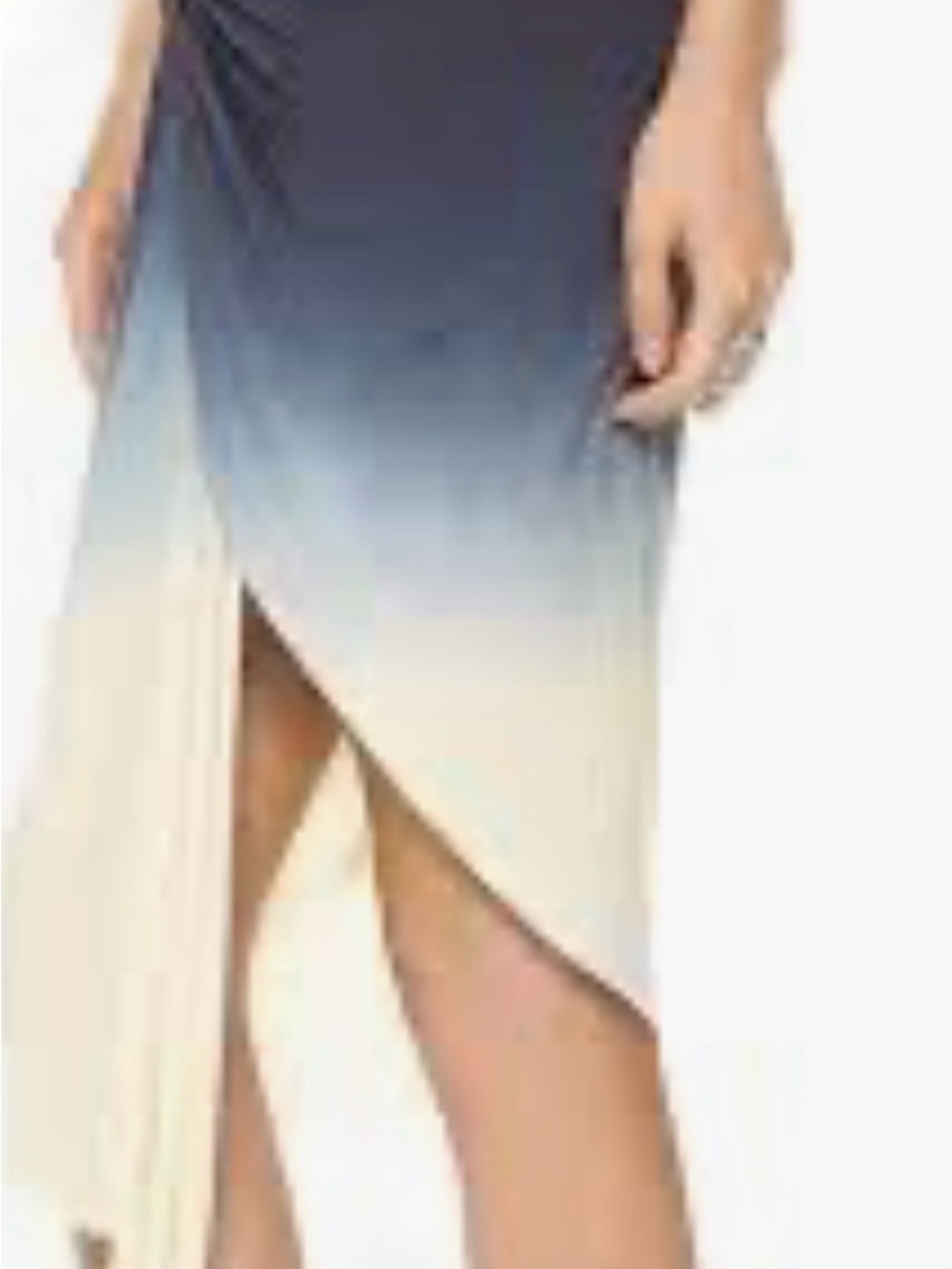 Young Fabulous & Broke Navy to Cream Asymmetrical Draped Skirt